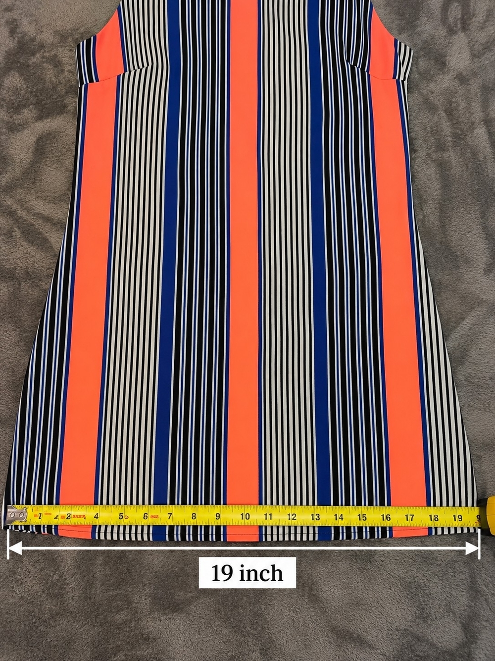 Sleeveless Striped A-Line Dress in Coral, Navy & Cream - Picture 7 of 11